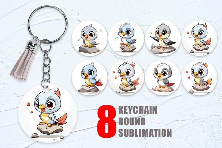 Baby Nightingale Illustration Keychain | Keyring