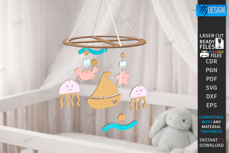 Baby Nursery Mobile Laser Cut | Newborn SVG | Nursery Decor