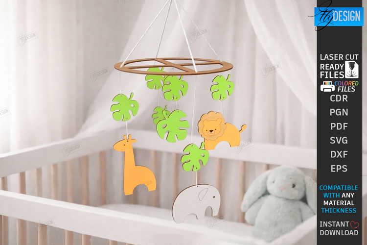 Baby Nursery Mobile Laser Cut | Newborn SVG | Nursery Decor