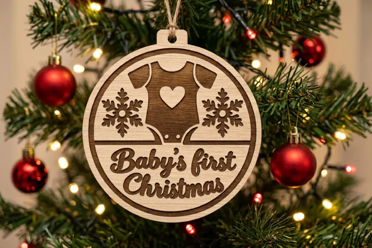 Baby Onesie Laser Cut Wood File, Christmas Ornament SVG