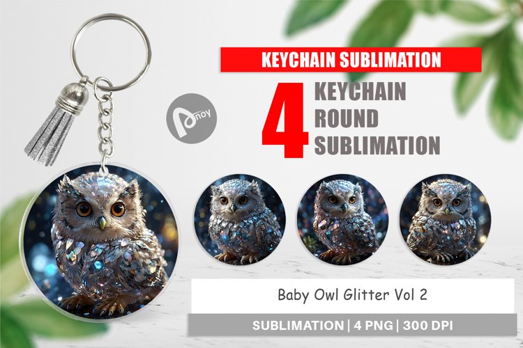 Keychain Baby Owl Glitter