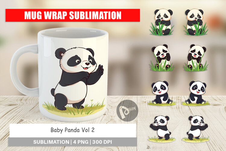 Mug Wrap Cute Baby Panda example image 1