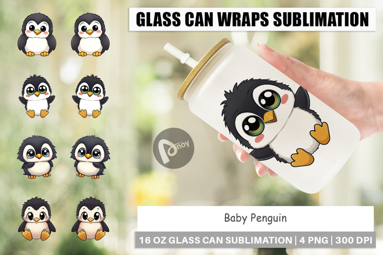 Glass Can Baby Penguin