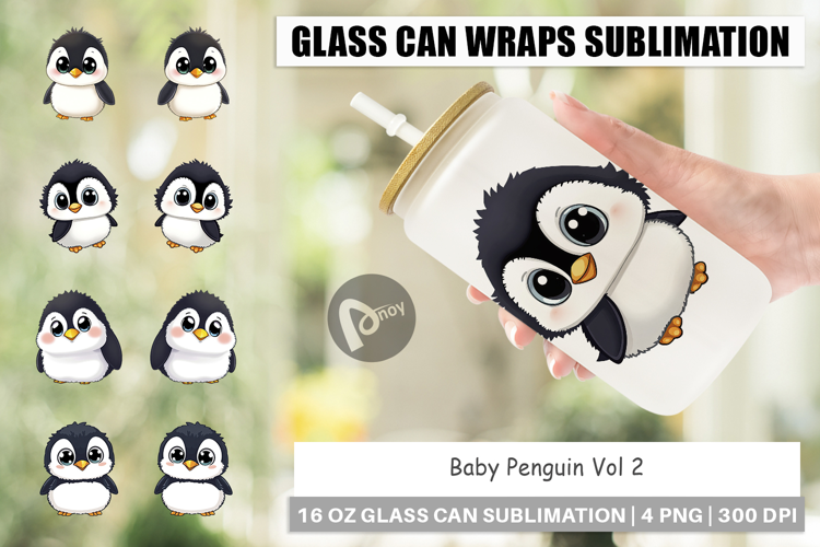 Glass Can Baby Penguin
