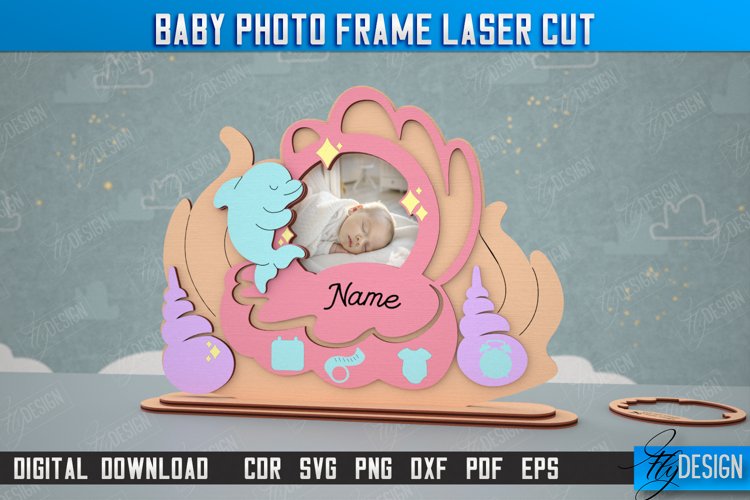 Baby Photo Frame Laser Cut Design, Child Metrics Photo Frame