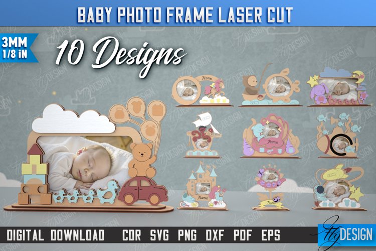 Baby Photo Frame Laser Cut Bundle, Child Metrics Photo Frame