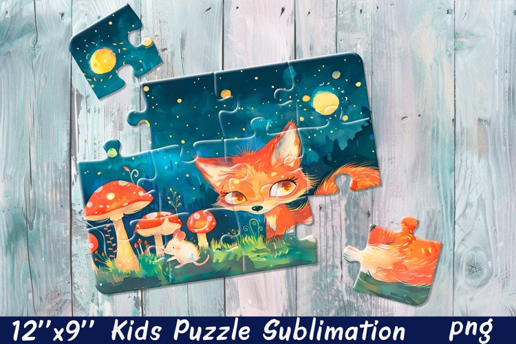 Fox Puzzle Design. Animals Puzzle Sublimation