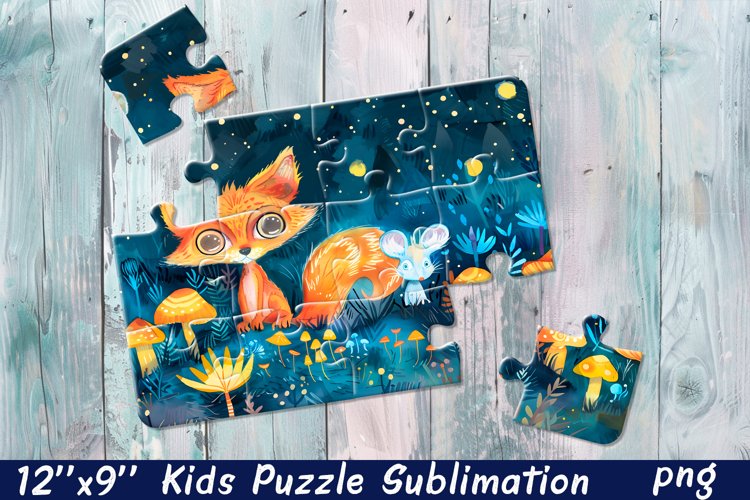 Fox Puzzle Design. Animals Puzzle Sublimation
