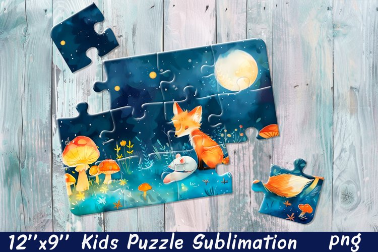 Fox Puzzle Design. Animals Puzzle Sublimation