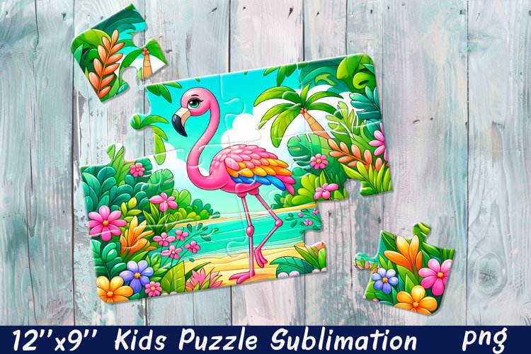 Tropical Beach Sublimation For Puzzle | Flamingo Puzzle