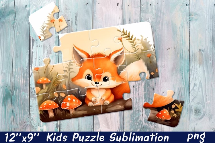 Fox Puzzle Design. Animals Puzzle Sublimation