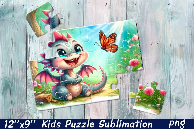 Kids puzzle | Puzzle sublimation, baby dragon