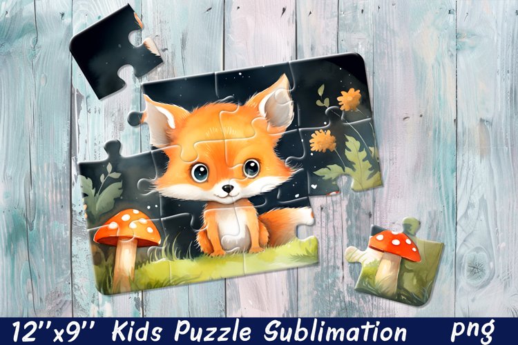 Fox Puzzle Design. Animals Puzzle Sublimation