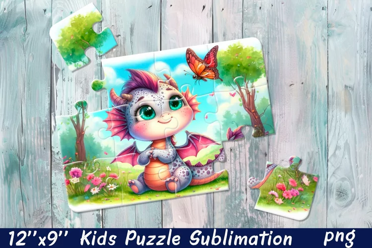 Kids puzzle | Puzzle sublimation, baby dragon