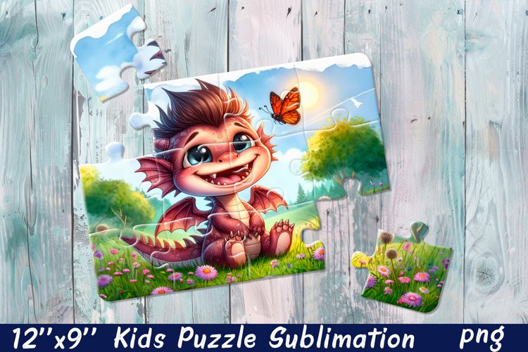 Kids puzzle | Puzzle sublimation, baby dragon example image 1