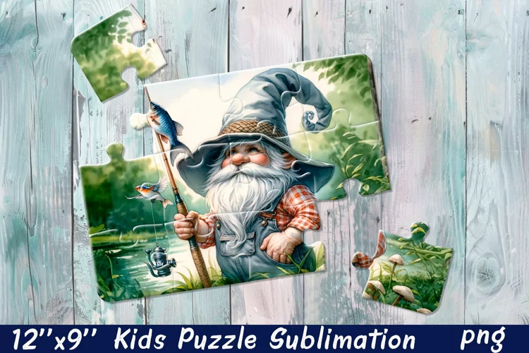 Cartoon Floral Gnome| Summer Flower Sublimation Puzzle
