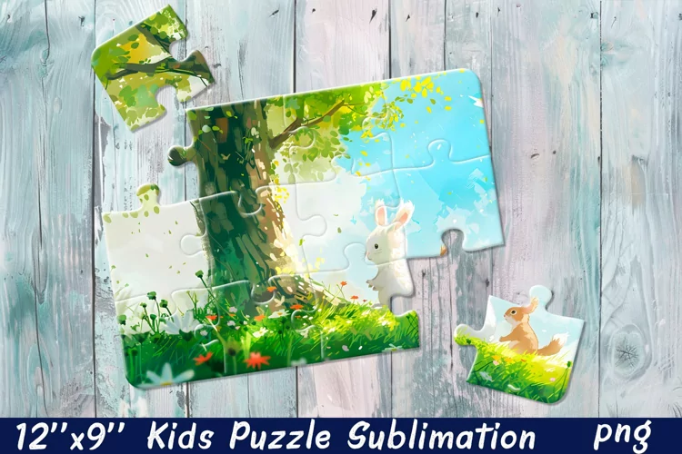 Bunny Puzzle Design. Animals Puzzle Sublimation