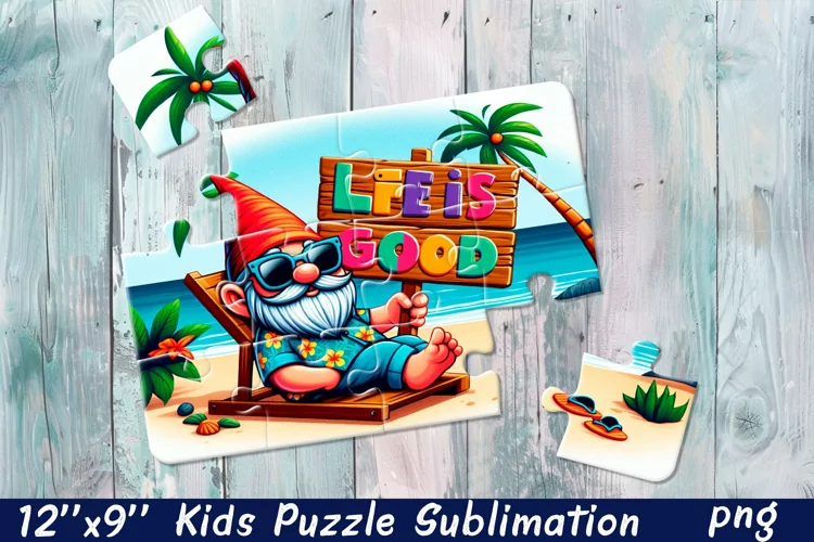 Cartoon Floral Gnome| Summer Flower Sublimation Puzzle