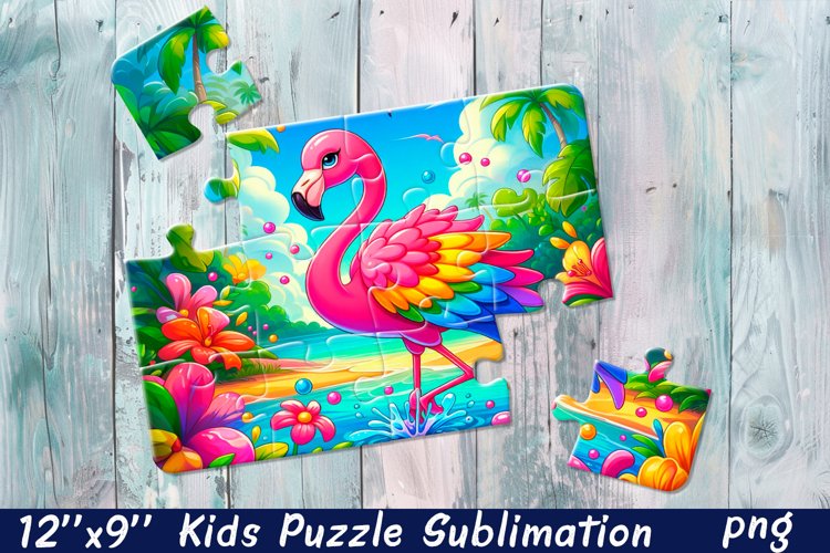 Tropical Beach Sublimation For Puzzle | Flamingo Puzzle