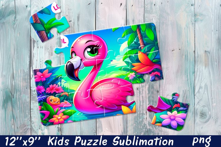 Tropical Beach Sublimation For Puzzle | Flamingo Puzzle