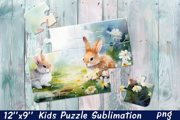 Bunny Puzzle Design. Animals Puzzle Sublimation