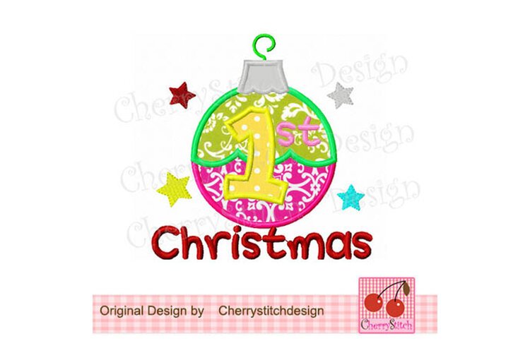 Baby's First Christmas Ornament Applique Machine Embroidery example image 1