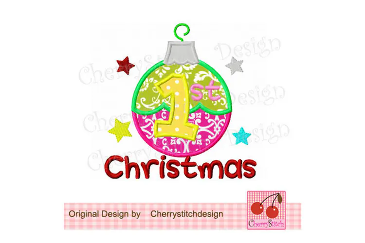 Baby's First Christmas Ornament Applique Machine Embroidery