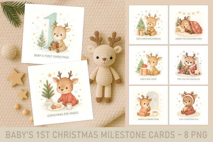 Baby’s 1st Christmas Milestone Cards, my first christmas