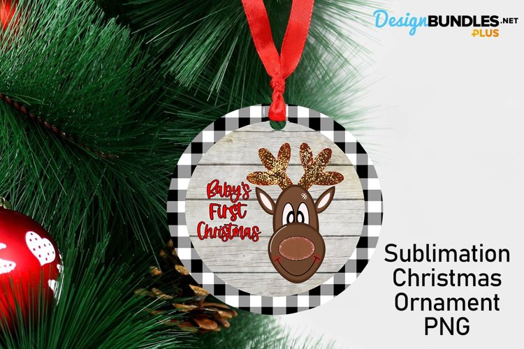 Baby's First Christmas - Sublimation Christmas Ornament example image 1