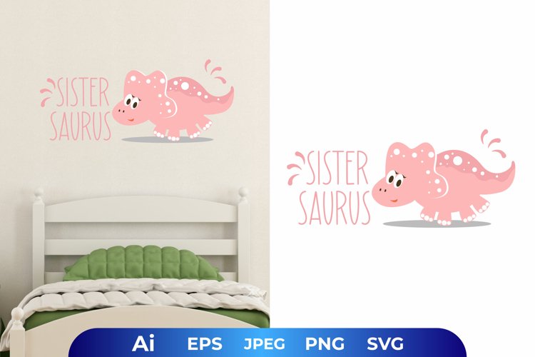 Sistersaurus Text with Baby Triceratops example image 1