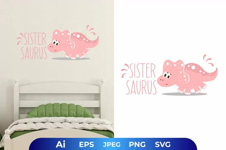 Sistersaurus Text with Baby Triceratops
