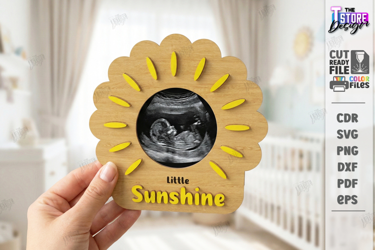 Baby Scan Frame Laser Cut | Photo Holder | New Born SVG |CNC