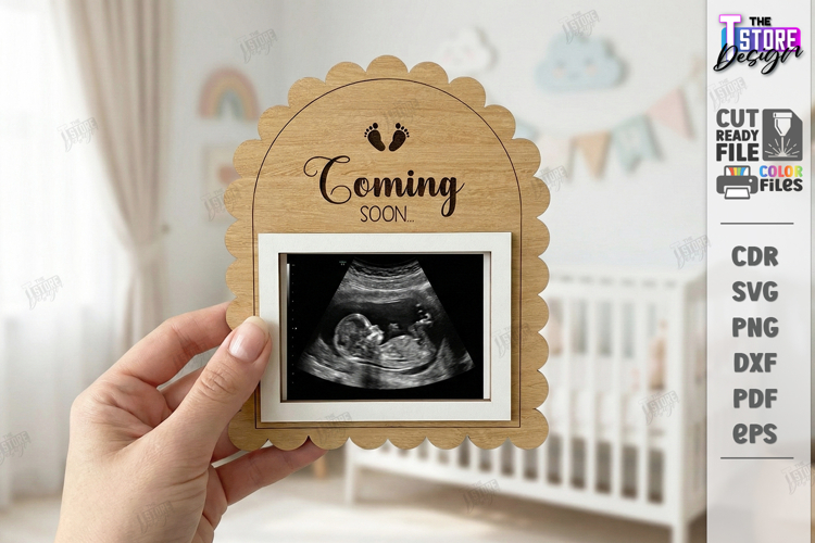 Baby Scan Frame Laser Cut | Photo Holder | New Born SVG |CNC