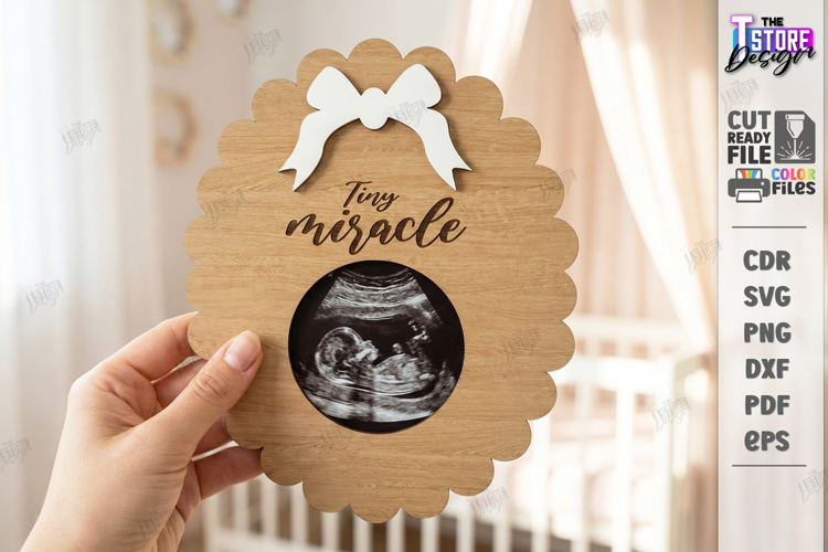 Baby Scan Frame Laser Cut | Photo Holder | New Born SVG |CNC