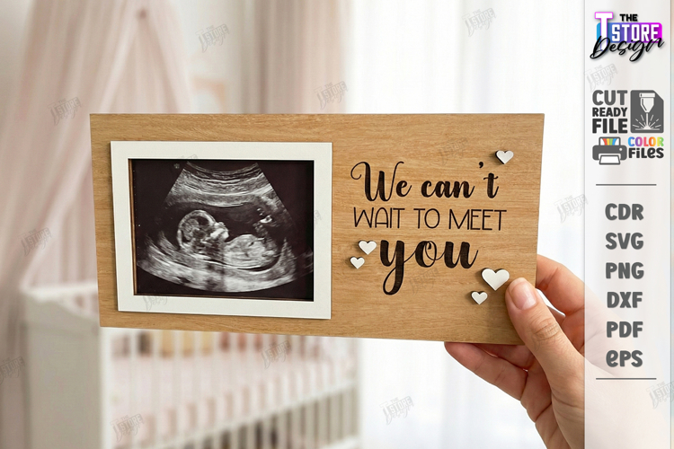 Baby Scan Frame Laser Cut | Photo Holder | New Born SVG |CNC