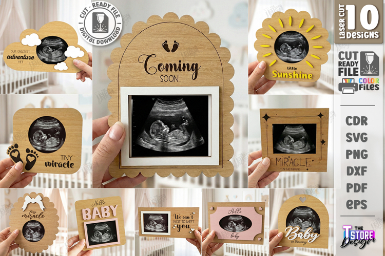Baby Scan Frames Laser Cut Bundle | Photo Holders | New Born
