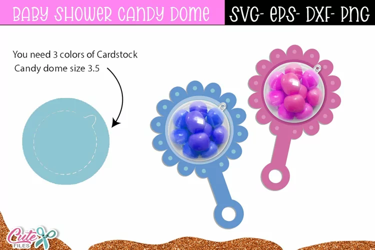 Baby shower Candy Dome |Rattle SVG Paper Craft