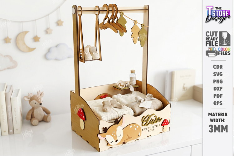 Baby Shower Closet Crate Laser Cut | Nursery Basket Laser