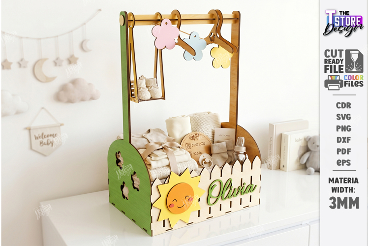 Baby Shower Closet Crate Laser Cut | Nursery Basket Laser
