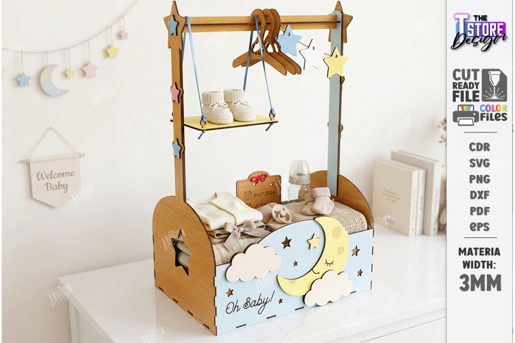 Baby Shower Closet Crate Laser Cut | Nursery Basket Laser