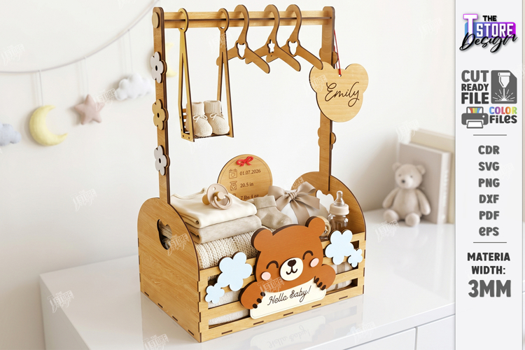 Baby Shower Closet Crate Laser Cut | Nursery Basket Laser