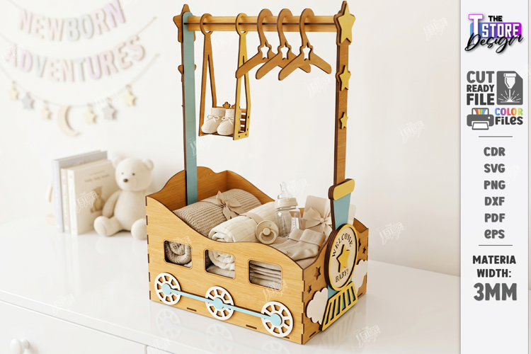 Baby Shower Closet Crate Laser Cut | Nursery Basket Laser
