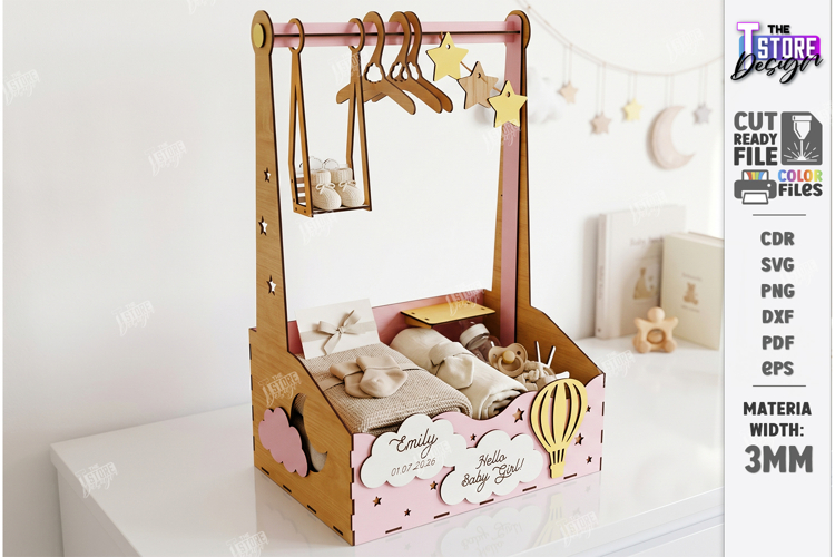 Baby Shower Closet Crate Laser Cut | Nursery Basket Laser