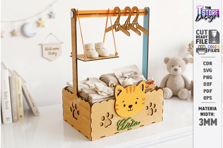 Baby Shower Closet Crate Laser Cut | Nursery Basket Laser