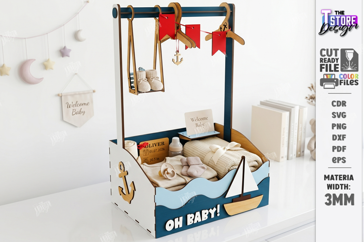 Baby Shower Closet Crate Laser Cut | Nursery Basket Laser