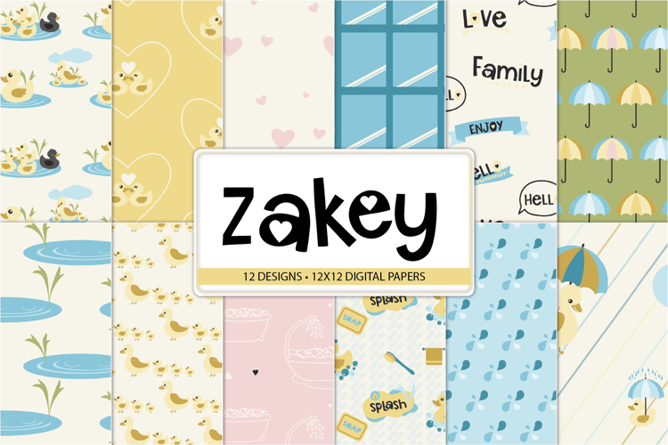 Baby Shower Digital Paper, Duck Nursery Printable Background