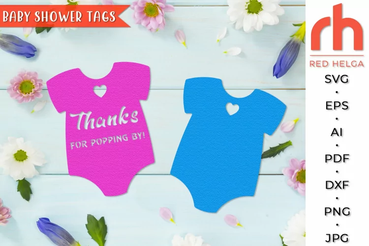 Thank You SVG, Bodysuit Tags Cut File, Baby Shower Tags DXF