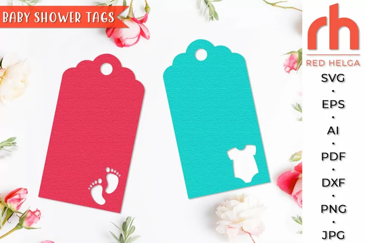 Baby Shower SVG, Gift Tags Cut File, Onesie Tags DXF