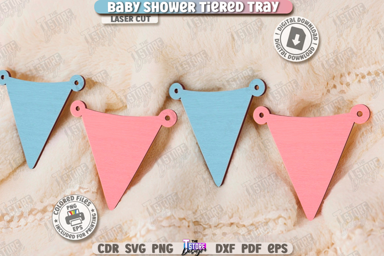 Baby Shower Tiered Tray Laser Cut|Baby Signs|Neutral Design