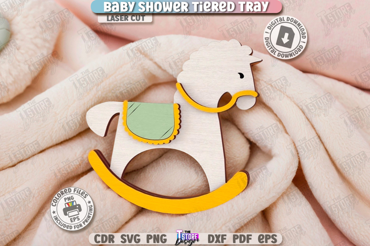 Baby Shower Tiered Tray Laser Cut|Baby Signs|Neutral Design